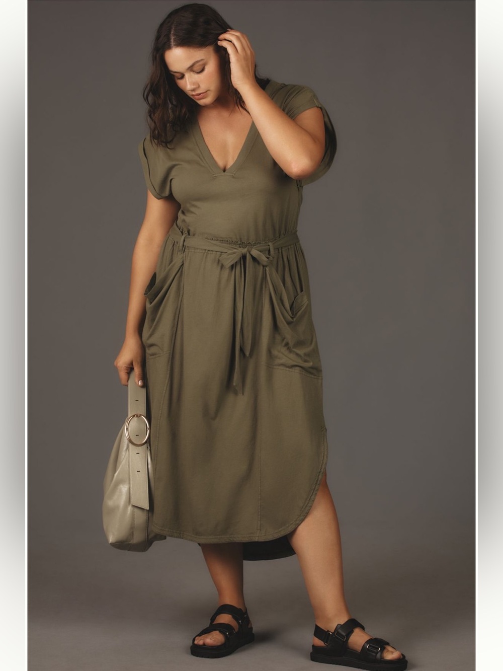 Daily Practice by Anthropologie
Short-Sleeve Olive Green Midi Dress SZ XL